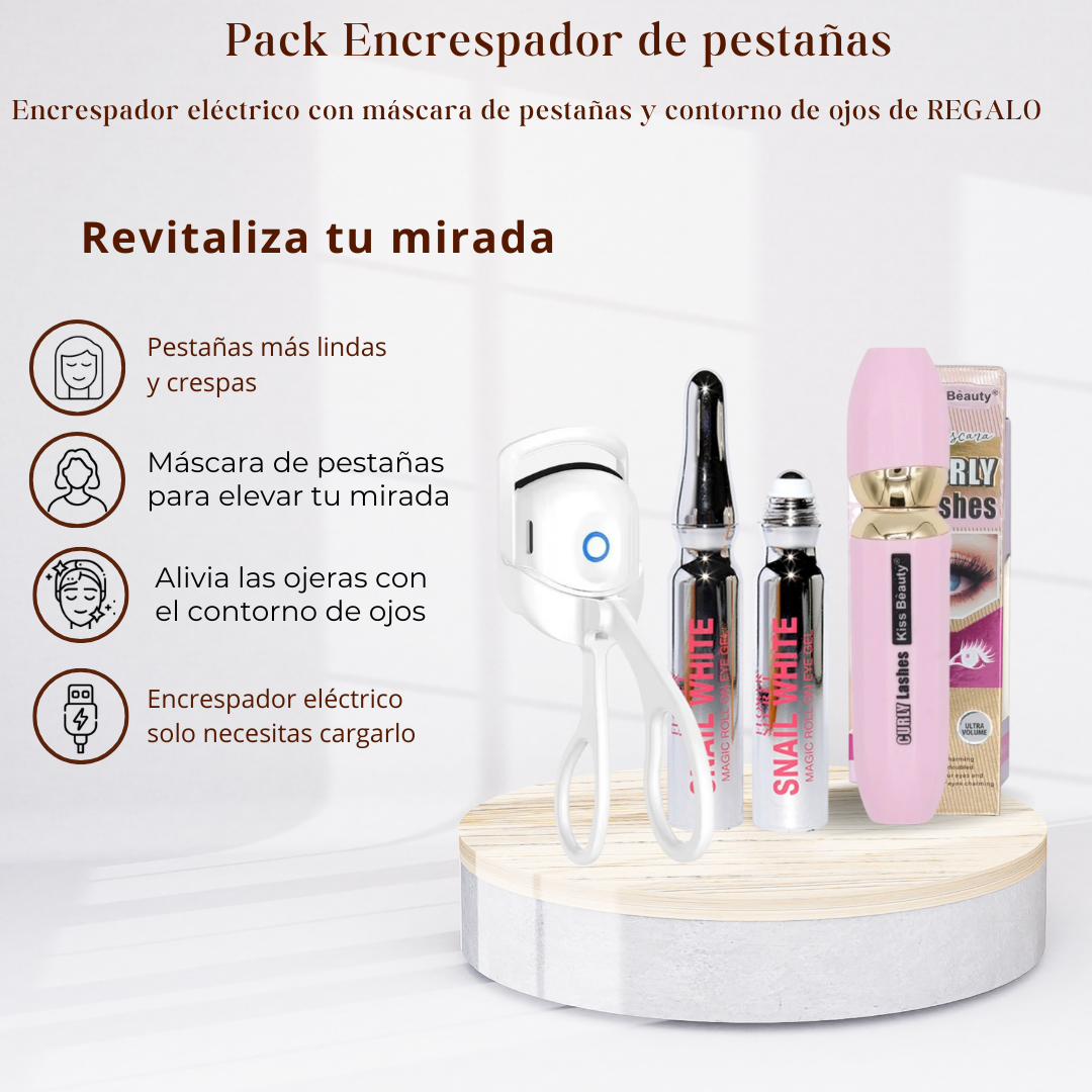 Revitaliza tu mirada, encrespador eléctrico con máscara de pestaña y contorno de ojos de REGALO